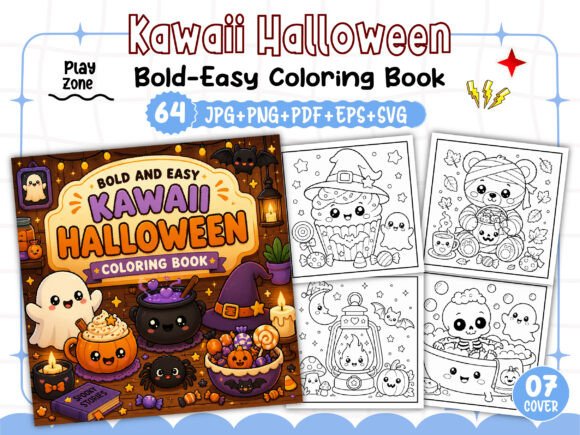 Download Kawaii Halloween Coloring Book Bold Easy - Kawaii Collection
