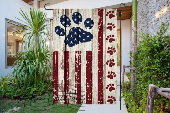 Download Patriotic Garden Flag, Pet Paw Print Png - Print Collection