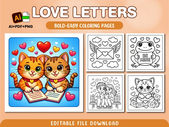 Download Love Letters &amp; Envelopes Coloring Pages - Premium Bundle