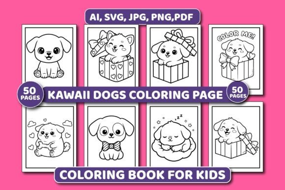 Download Cute Kawaii Dog Coloring Fun for Kids - Kawaii Collection