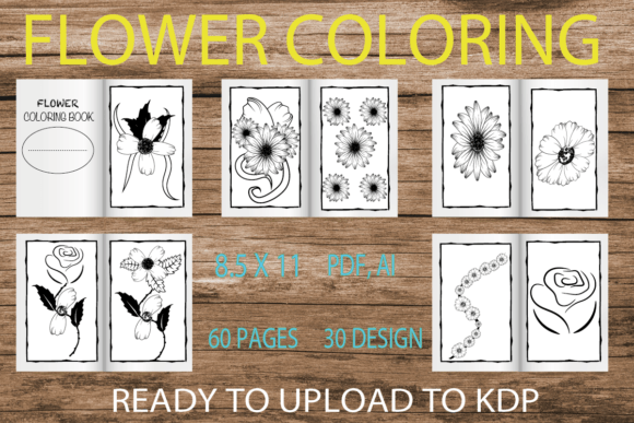 Download 30 Flower Coloring Book KDP Interior - Flower coloring book Collection