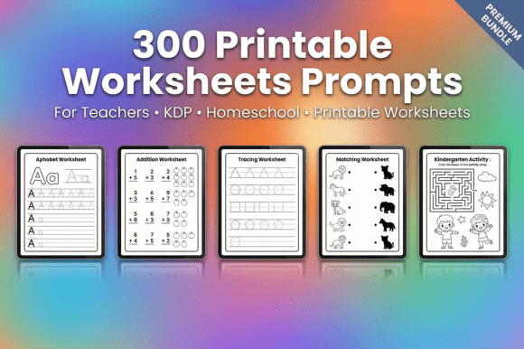 Download 300 Printable Worksheets Prompts – KDP - Print Collection