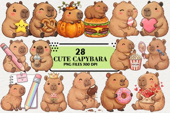 Download Kawaii Capybara Daily Clipart Bundle - Premium Resources