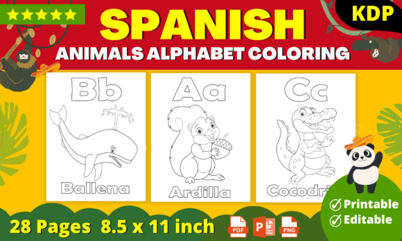 Download Animals Alphabet Coloring Pages (Spanish) - Premium Resources