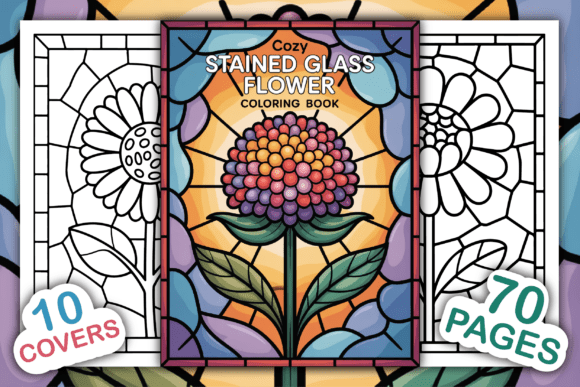 Download Cozy Stained Glass Flower Coloring Book - Flower coloring book Collection