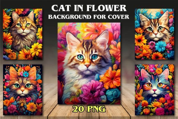 Download Cat in Flower Backgrounds for Covers - Cover Collection
